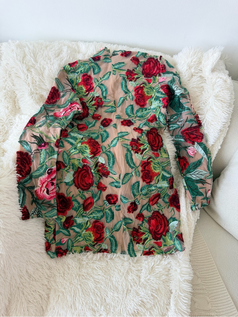 Long sleeve Flower Embroidery Mini dress Medium for @cstiggs16 - Picture 6 of 17